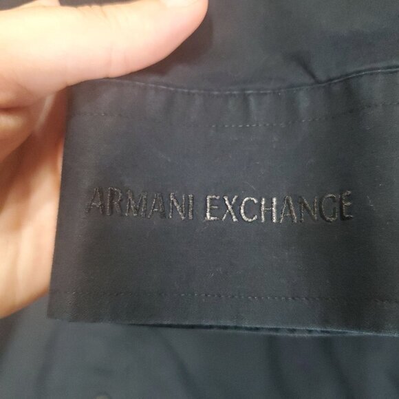 ARMANI EXCHANGE A/X Mens Shirt SZ L 16.5-17 Black Long Sleeves Collar Pocket - Picture 7 of 10